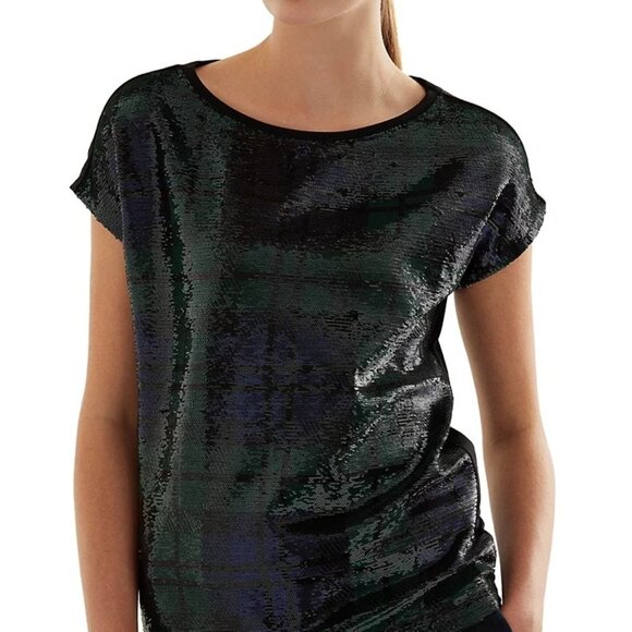 Lauren Ralph Lauren Sequined Plaid Top Multi Womens Size XXS Holiday Old Money - Picture 3 of 9